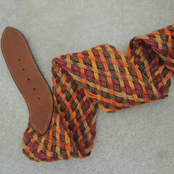 Belt Size 32 Multicolor Braided Rope/Leather Harness Buckle by Fife & Drum Paris main image 8